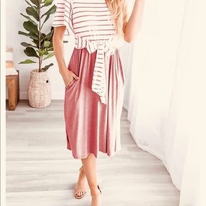 Dusty Pink Swing Midi Dress